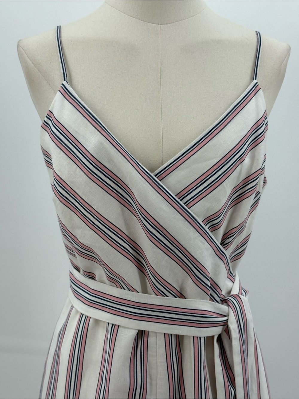 Banana Republic Striped Crop Jumpsuit Wrap V-Neck Tie Waist Wide Leg Size 4 - Picture 7 of 13